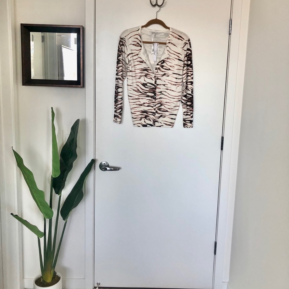 Zebra print button up cardigan sweater